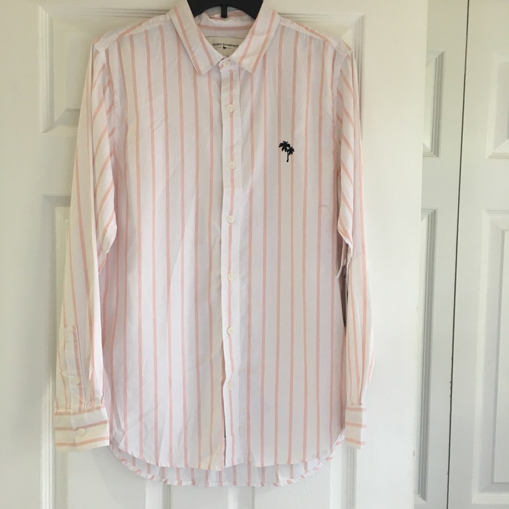 Modern Amusement Men’s Button Down Striped Shirt-S